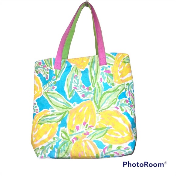 Lilly Pulitzer x Estée Lauder Summer lemon print tote shoulder bag - Picture 2 of 4